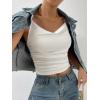 imageSHENHE Womens Ruched Cowl Neck Sleeveless Spaghetti Strap Backless Cami Crop TopsWhite