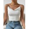 imageSHENHE Womens Ruched Cowl Neck Sleeveless Spaghetti Strap Backless Cami Crop TopsWhite