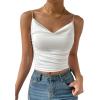 imageSHENHE Womens Ruched Cowl Neck Sleeveless Spaghetti Strap Backless Cami Crop TopsWhite