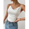 imageSHENHE Womens Ruched Cowl Neck Sleeveless Spaghetti Strap Backless Cami Crop TopsWhite