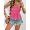 imageSHENHE Womens Ruffle Tube Top Smocked Eyelet Strapless Peplum Top Cute Summer Boho TopHot Pink