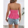 imageSHENHE Womens Ruffle Tube Top Smocked Eyelet Strapless Peplum Top Cute Summer Boho TopHot Pink