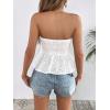 imageSHENHE Womens Ruffle Tube Top Smocked Eyelet Strapless Peplum Top Cute Summer Boho TopWhite
