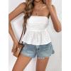imageSHENHE Womens Ruffle Tube Top Smocked Eyelet Strapless Peplum Top Cute Summer Boho TopWhite