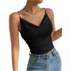 imageSHENHE Womens Ruched Cowl Neck Sleeveless Spaghetti Strap Backless Cami Crop TopsBlack