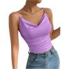imageSHENHE Womens Ruched Cowl Neck Sleeveless Spaghetti Strap Backless Cami Crop TopsMauve Purple