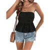 imageSHENHE Womens Ruffle Tube Top Smocked Eyelet Strapless Peplum Top Cute Summer Boho TopBlack