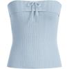 imageSHENHE Womens Strapless Ribbed Knit Top Bandeau Bowknot Cute Y2k Tube TopBlue