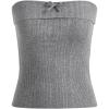 imageSHENHE Womens Strapless Ribbed Knit Top Bandeau Bowknot Cute Y2k Tube TopLight Grey