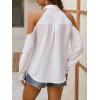 imageSHENHE Womens Casual Cold Shoulder Long Sleeve Button Down Shirt Blouse TopWhite