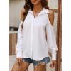 imageSHENHE Womens Casual Cold Shoulder Long Sleeve Button Down Shirt Blouse TopWhite