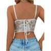 imageSHENHE Womens Corset Tops Spaghetti Strap Cami Crop Tank Top Mesh Floral Embroidery Bustier CamisoleFloral White