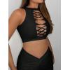 imageSHENHE Womens Cut Out Sleeveless Round Neck Punk Solid Ripped Crop Tank TopBlack