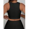 imageSHENHE Womens Cut Out Sleeveless Round Neck Punk Solid Ripped Crop Tank TopBlack