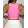 imageSHENHE Womens Cut Out Sleeveless Round Neck Punk Solid Ripped Crop Tank TopPink