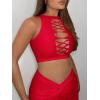 imageSHENHE Womens Cut Out Sleeveless Round Neck Punk Solid Ripped Crop Tank TopRed