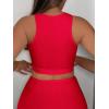 imageSHENHE Womens Cut Out Sleeveless Round Neck Punk Solid Ripped Crop Tank TopRed