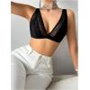 imageSHENHE Womens Floral Lace Sheer Backless Bralette Bras Scallop Trim Wireless BrasBlack