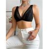 imageSHENHE Womens Floral Lace Sheer Backless Bralette Bras Scallop Trim Wireless BrasBlack