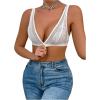 imageSHENHE Womens Floral Lace Sheer Backless Bralette Bras Scallop Trim Wireless BrasWhite