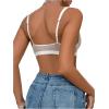 imageSHENHE Womens Floral Lace Sheer Backless Bralette Bras Scallop Trim Wireless BrasWhite