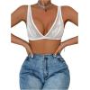 imageSHENHE Womens Floral Lace Sheer Backless Bralette Bras Scallop Trim Wireless BrasWhite