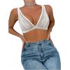 imageSHENHE Womens Floral Lace Sheer Backless Bralette Bras Scallop Trim Wireless BrasWhite