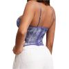 imageSHENHE Womens Lace Bustier Corset Top Sexy Floral Backless Going Out Tops Mesh Crop Top CamisoleBlue