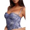imageSHENHE Womens Lace Bustier Corset Top Sexy Floral Backless Going Out Tops Mesh Crop Top CamisoleBlue