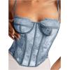 imageSHENHE Womens Lace Bustier Corset Top Sexy Floral Backless Going Out Tops Mesh Crop Top CamisoleDusty Blue