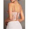 imageSHENHE Womens Lace Bustier Corset Top Sexy Floral Backless Going Out Tops Mesh Crop Top CamisoleDusty Pink