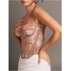 imageSHENHE Womens Lace Bustier Corset Top Sexy Floral Backless Going Out Tops Mesh Crop Top CamisoleDusty Pink