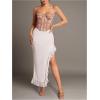imageSHENHE Womens Lace Bustier Corset Top Sexy Floral Backless Going Out Tops Mesh Crop Top CamisoleDusty Pink