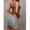 imageSHENHE Womens Lace Bustier Corset Top Sexy Floral Backless Going Out Tops Mesh Crop Top CamisoleLeopard Brown