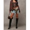 imageSHENHE Womens Lace Bustier Corset Top Sexy Floral Backless Going Out Tops Mesh Crop Top CamisoleLeopard Brown