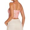 imageSHENHE Womens Lace Bustier Corset Top Sexy Floral Backless Going Out Tops Mesh Crop Top CamisoleLight Pink