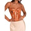 imageSHENHE Womens Lace Bustier Corset Top Sexy Floral Backless Going Out Tops Mesh Crop Top CamisoleOrange