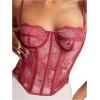imageSHENHE Womens Lace Bustier Corset Top Sexy Floral Backless Going Out Tops Mesh Crop Top CamisolePink