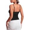 imageSHENHE Womens Lace Trim V Neck Bow Front Ruched Crop Cami Top Sexy Fitted Camisole TopBlack