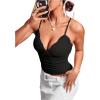imageSHENHE Womens Lace Trim V Neck Bow Front Ruched Crop Cami Top Sexy Fitted Camisole TopBlack