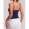 imageSHENHE Womens Lace Trim V Neck Bow Front Ruched Crop Cami Top Sexy Fitted Camisole TopDeep Blue