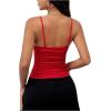 imageSHENHE Womens Lace Trim V Neck Bow Front Ruched Crop Cami Top Sexy Fitted Camisole TopRed