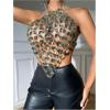 imageSHENHE Womens Open Back Sexy Diamond Body Top Backless Halter Rave Shirt Club TopDark Grey