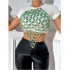 imageSHENHE Womens Open Back Sexy Diamond Body Top Backless Halter Rave Shirt Club TopGreen