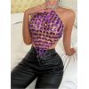 imageSHENHE Womens Open Back Sexy Diamond Body Top Backless Halter Rave Shirt Club TopPurple