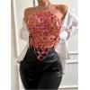 imageSHENHE Womens Open Back Sexy Diamond Body Top Backless Halter Rave Shirt Club TopRed