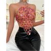imageSHENHE Womens Open Back Sexy Diamond Body Top Backless Halter Rave Shirt Club TopRed