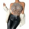 imageSHENHE Womens Open Back Sexy Diamond Body Top Backless Halter Rave Shirt Club TopSilver