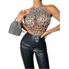 imageSHENHE Womens Open Back Sexy Diamond Body Top Backless Halter Rave Shirt Club TopSilver