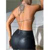 imageSHENHE Womens Open Back Sexy Diamond Body Top Backless Halter Rave Shirt Club TopYellow